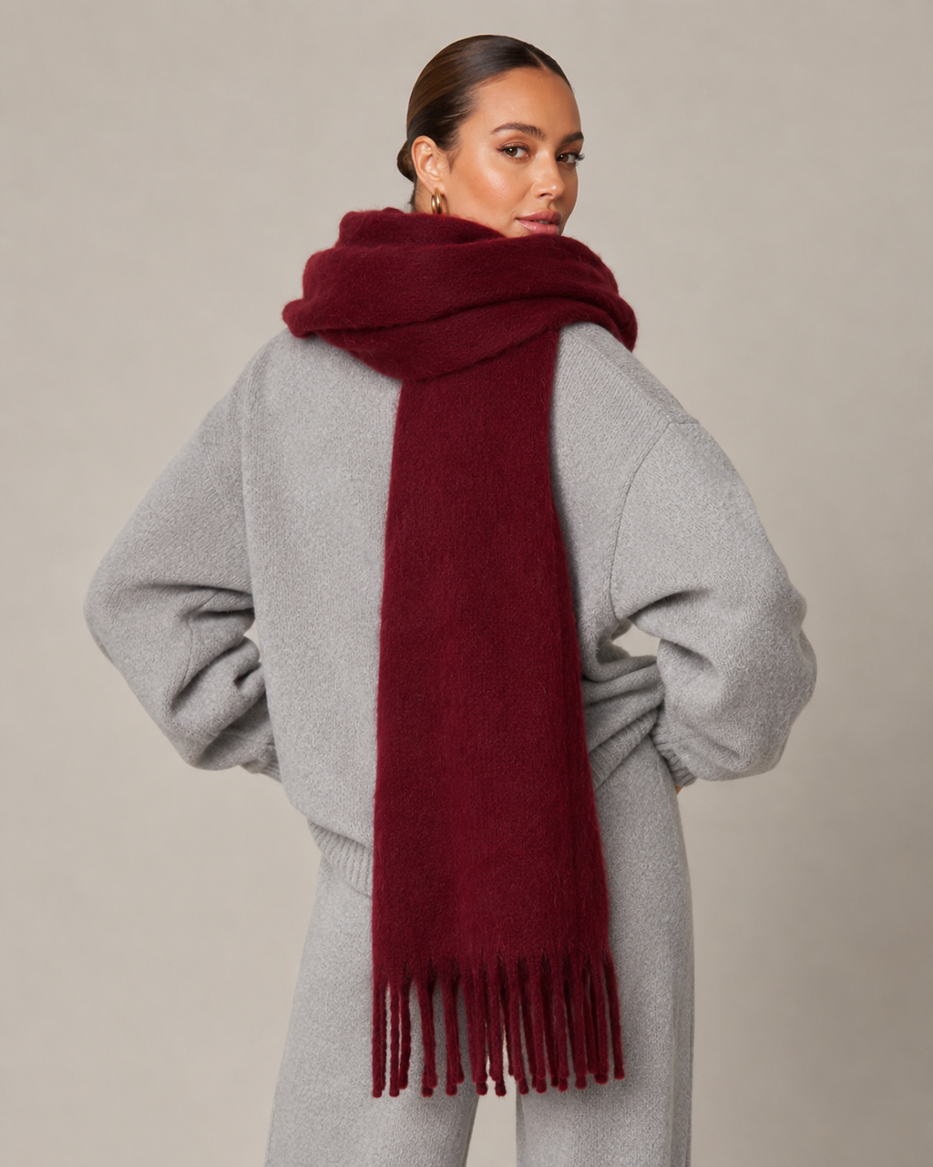 Echarpe - Burgundy Soft Fringe Scarf