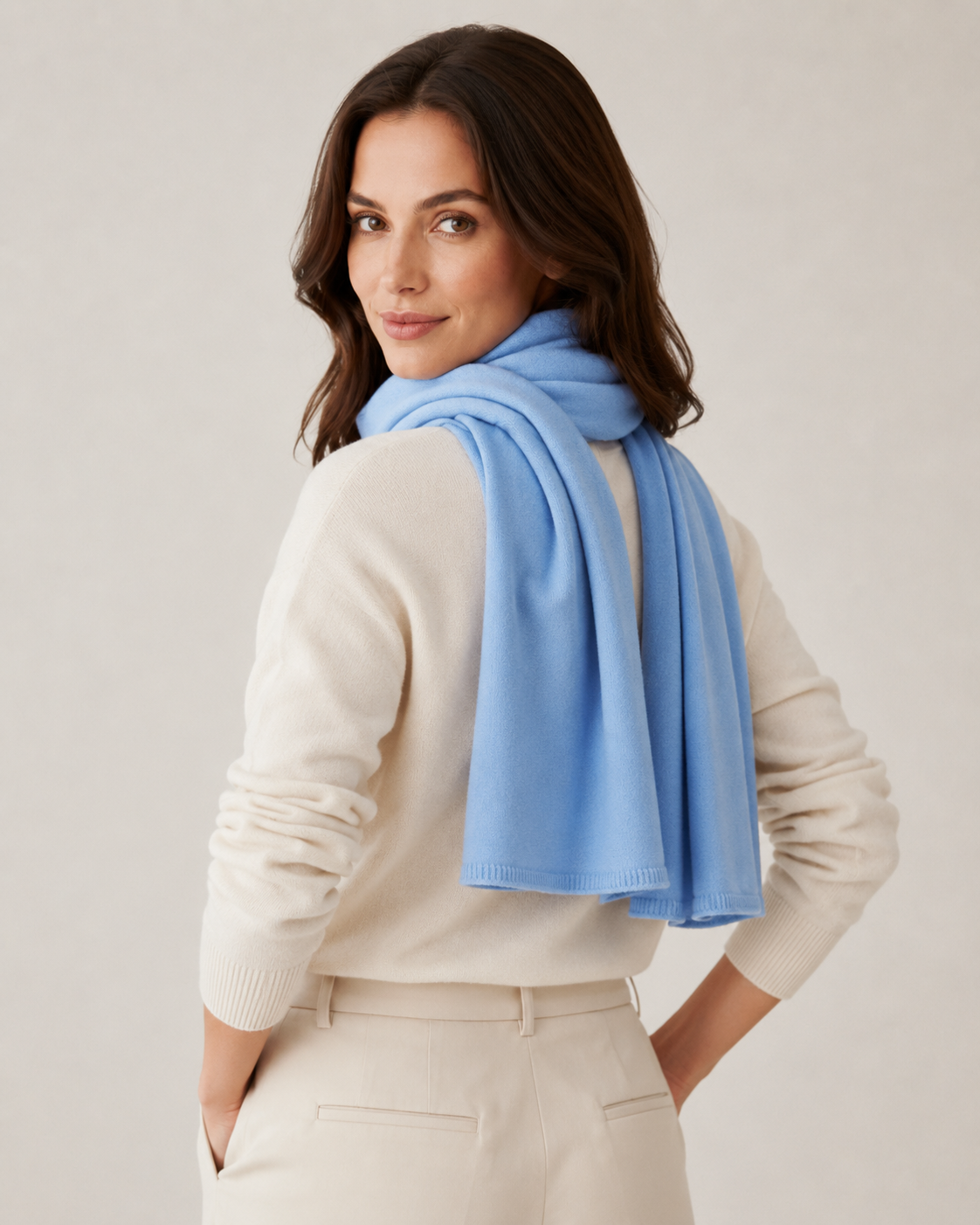 Soft Blue Cashmere-Feel Scarf