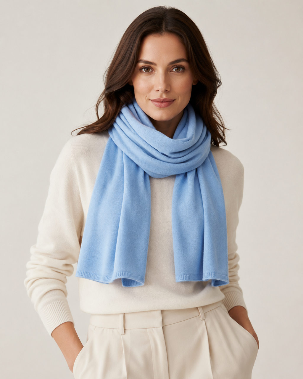 Soft Blue Cashmere-Feel Scarf