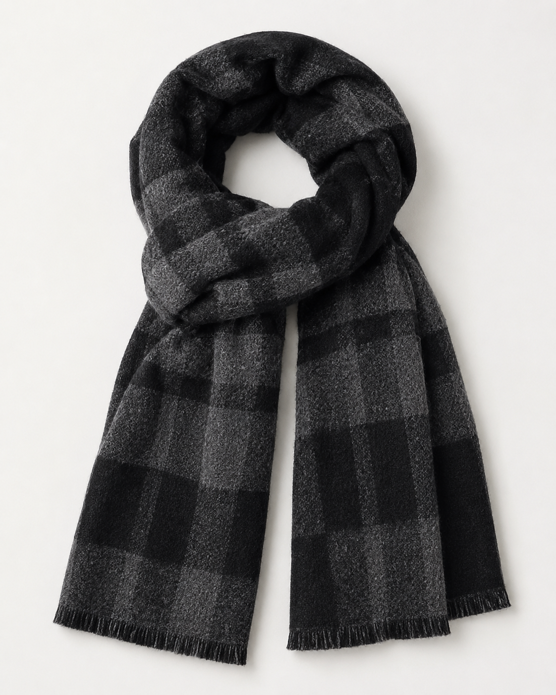 Charcoal Plaid Winter Scarf