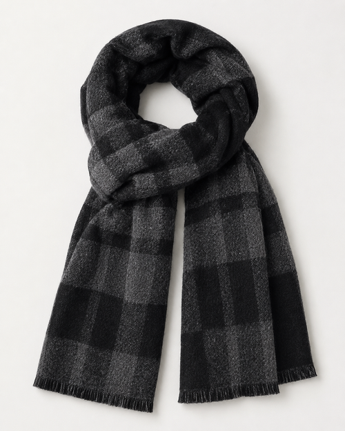 Charcoal Plaid Winter Scarf