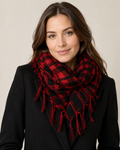 Red and Black Plaid Fringe Scarf